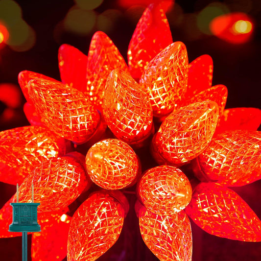 Brightown C9 LED Christmas String Lights 33ft 50 LED Red Waterproof Green Wire