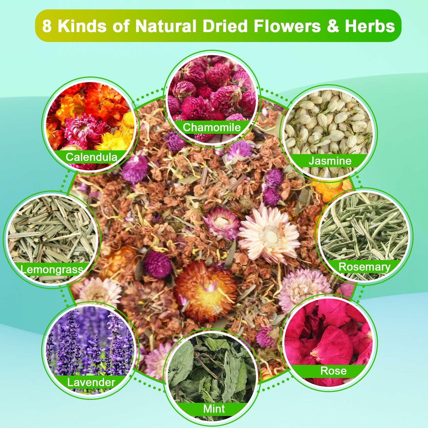 Fokzucyo Chicken Nesting Herbs 14oz Natural Premixed 8 Dried Flowers Herbs