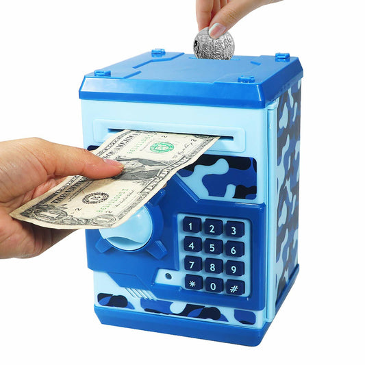 Cargooy Mini ATM Piggy Bank Electronic Code Lock Camouflage Blue
