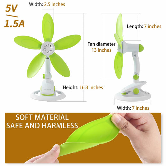 Mengnessly USB Clip-On Fan 9" Remote 3 Speed Timer Adjustable Tilt Black