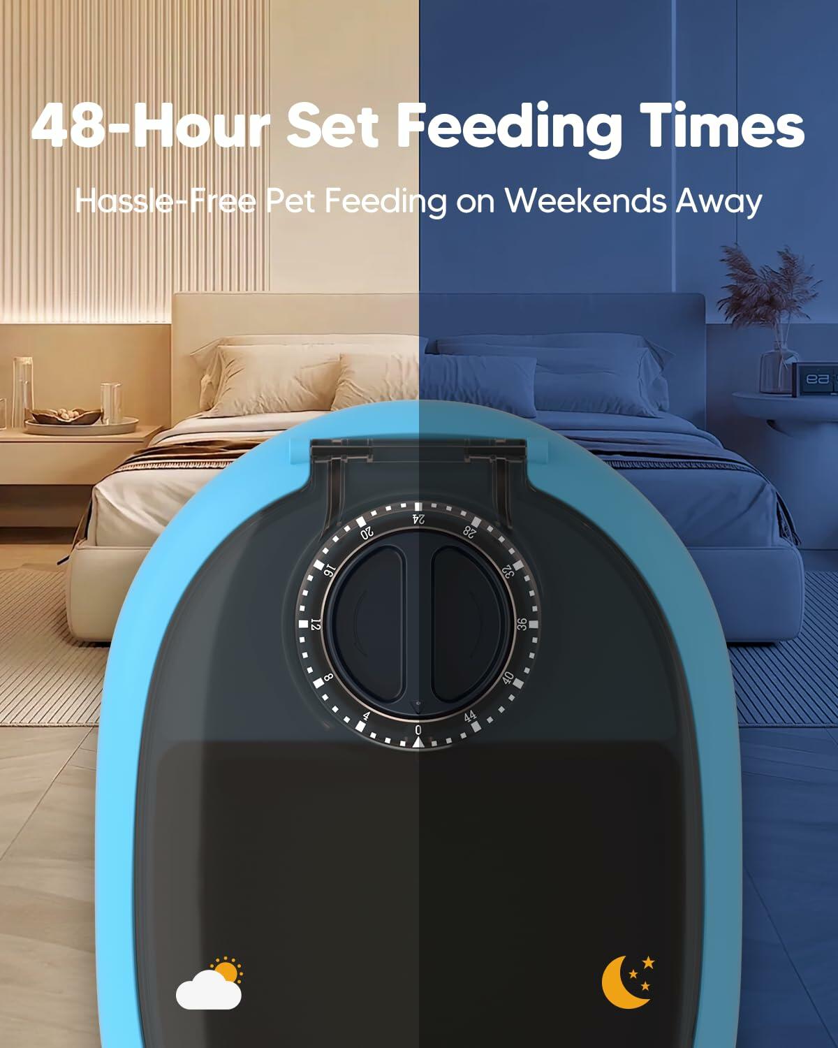 WOPET Automatic Cat Feeder 48-Hour Timer with Ice Gel Pack Yogurt Color