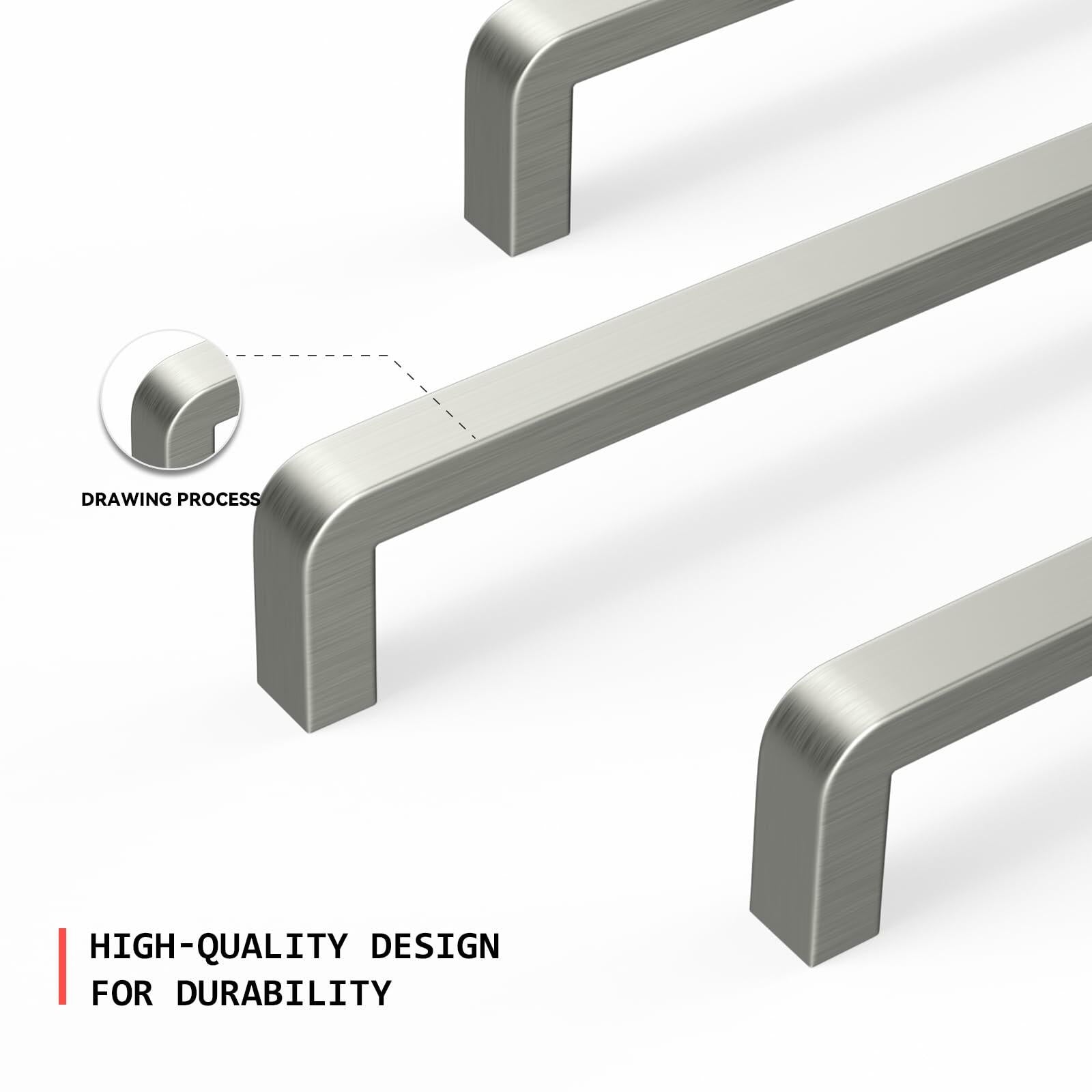 homdiy Stainless Steel Cabinet Pulls 6.25in Hole Center Silver 10Pack