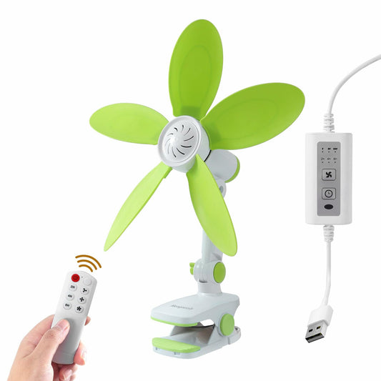 Mengnessly USB Clip-On Fan 9" Remote 3 Speed Timer Adjustable Tilt Black
