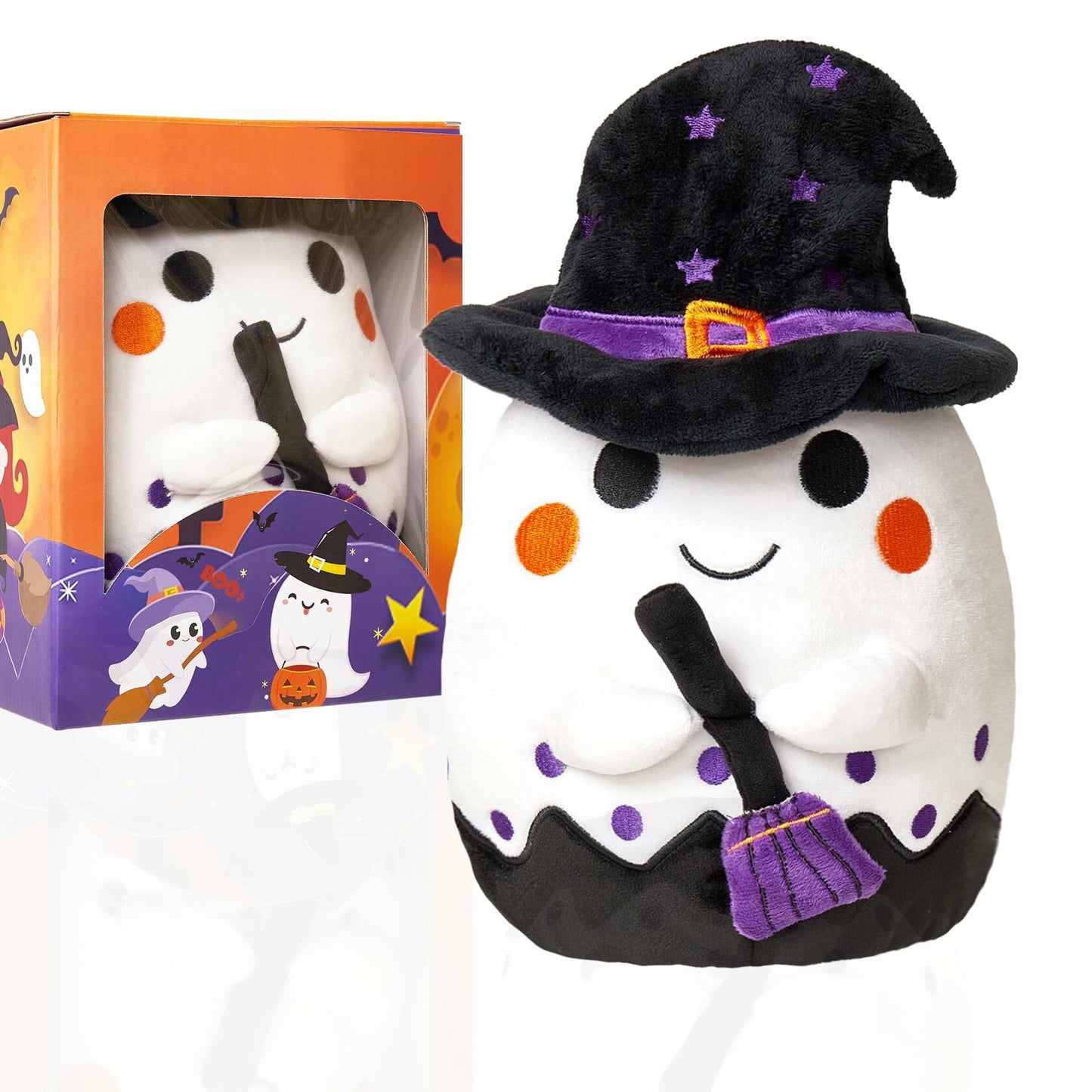 Ziyutam Ghost Pumpkin Stuffed Animal Plush Toy 9.4" Halloween Decoration