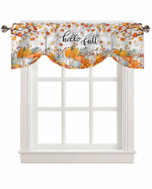RisQiten Hello Fall Tie Up Valance Curtains Orange 60x18