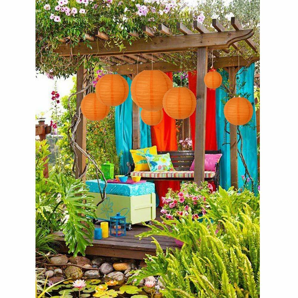 BEISHIDA Orange Round Paper Lanterns Hanging Decor 10 Pack Party Decoration