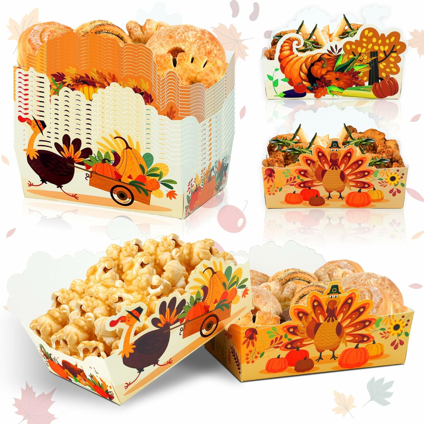 Thanksgiving Disposable Snack Bowls 24pcs Autumn Theme Party Supplies