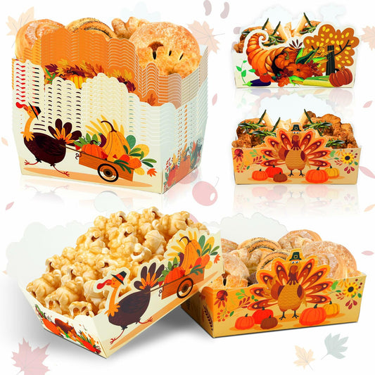 Thanksgiving Disposable Snack Bowls 24pcs Autumn Theme Party Supplies