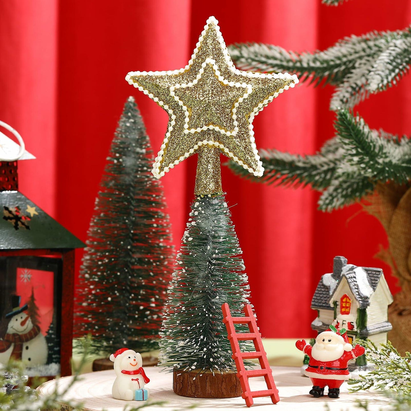 Hollowfly Mini Star Christmas Tree Topper Pearl Black 10 Inch