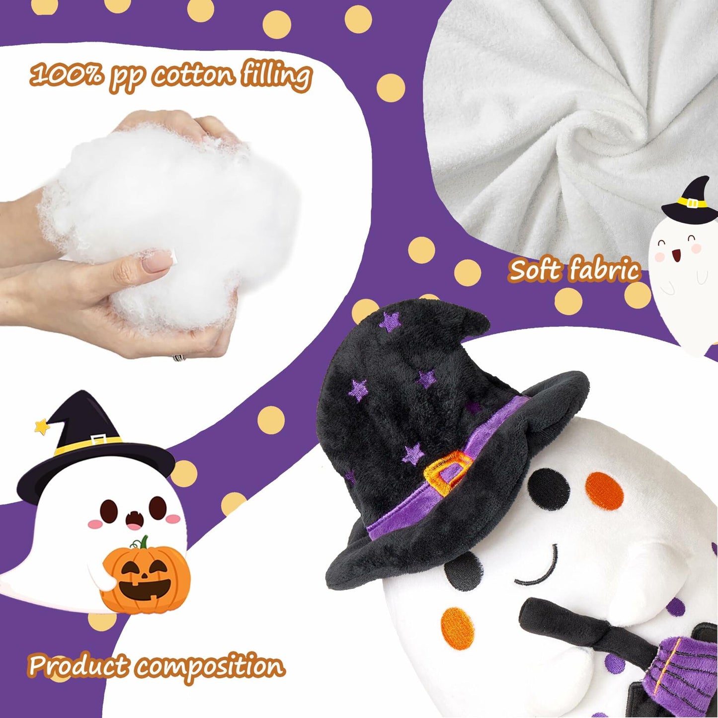 Ziyutam Ghost Pumpkin Stuffed Animal Plush Toy 9.4" Halloween Decoration