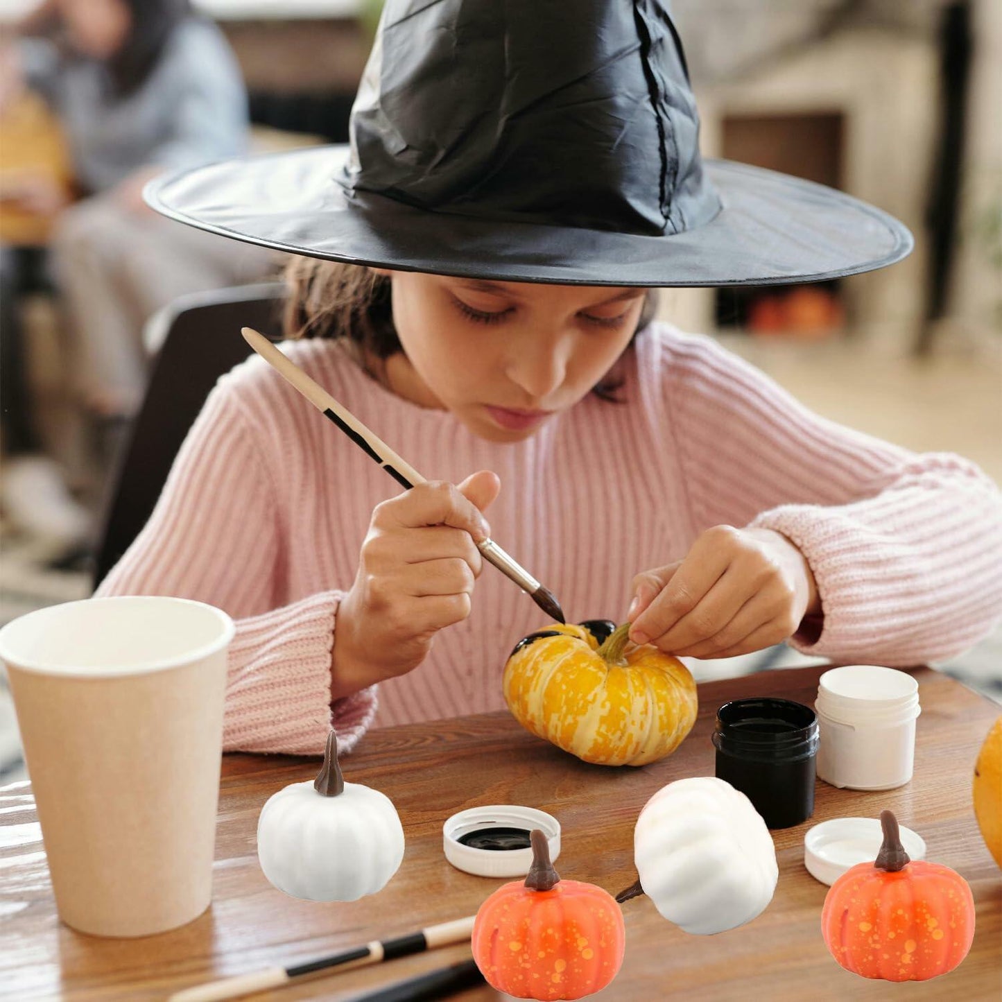 Reicyfang 24 Pcs Mini Artificial Pumpkin Decor Rustic Harvest Orange Set