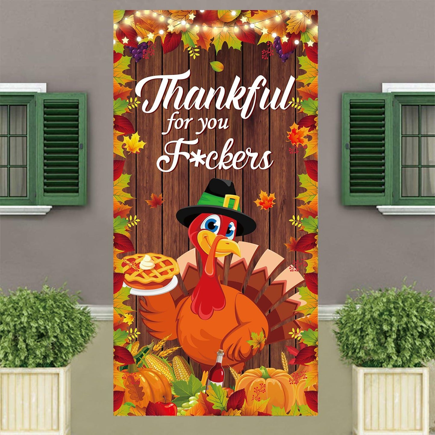 Friendsgiving Party Door Cover Banner Large Autumn 6x2.9 Ft Backdrop