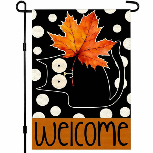 Halloween Garden Flag 12x18in Double Sided Black Cat Yard Outdoor Decor