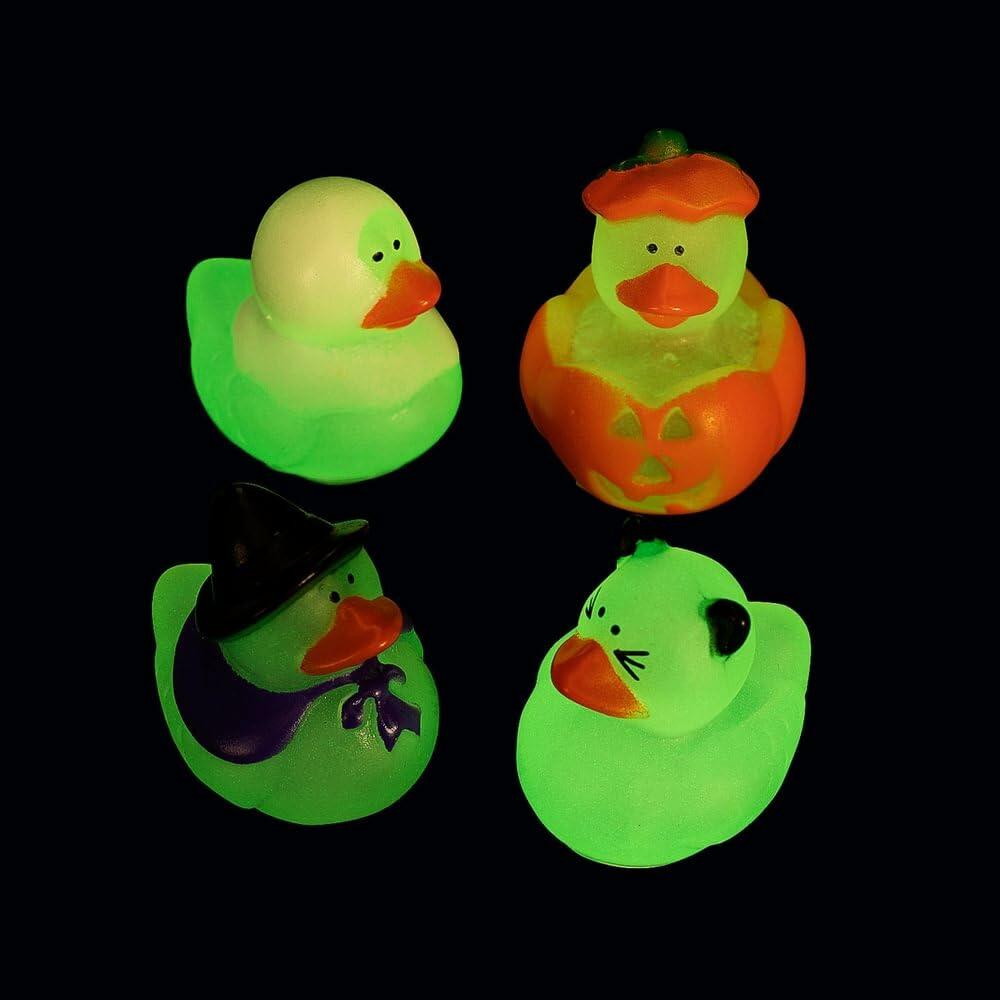 Fun Express Mini Glow-in-The-Dark Halloween Rubber Duckies 1" Pack of 12