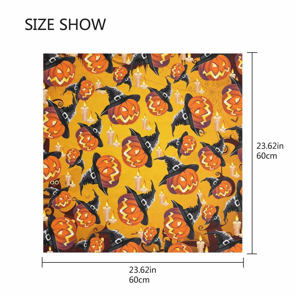 PMAIHNAS Women's Fashion Silk Halloween Pumpkin Satin Scarf 23.6x23.6