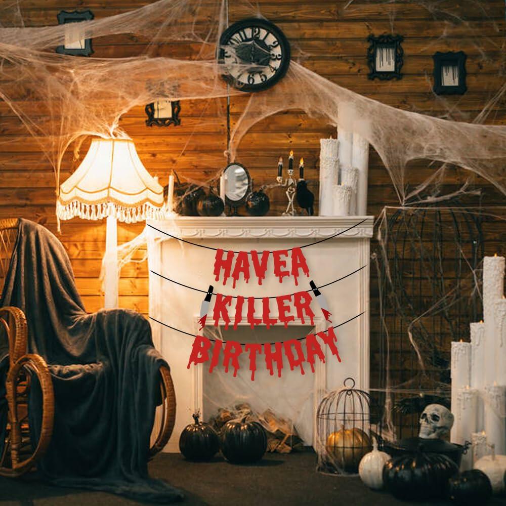 Quimoy Halloween Banner Decorations with 12 Pcs Bat Wall Stickers Party Decor