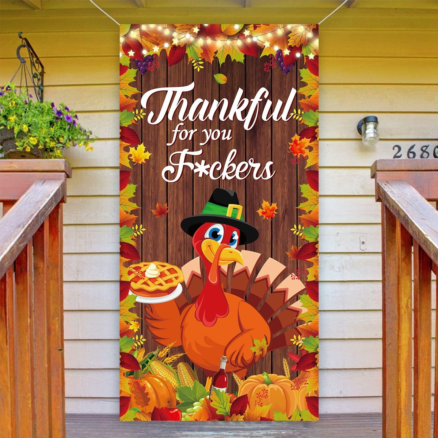 Friendsgiving Party Door Cover Banner Large Autumn 6x2.9 Ft Backdrop