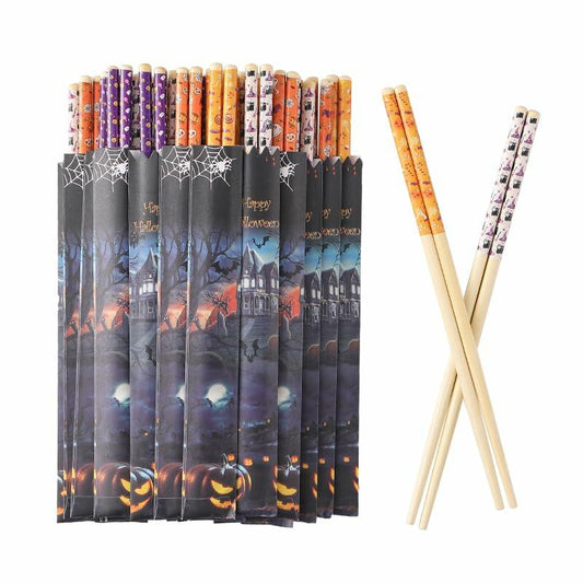 Halloween 50 Pairs 9.4in Bamboo Disposable Chopsticks Sleeved Party Gifts