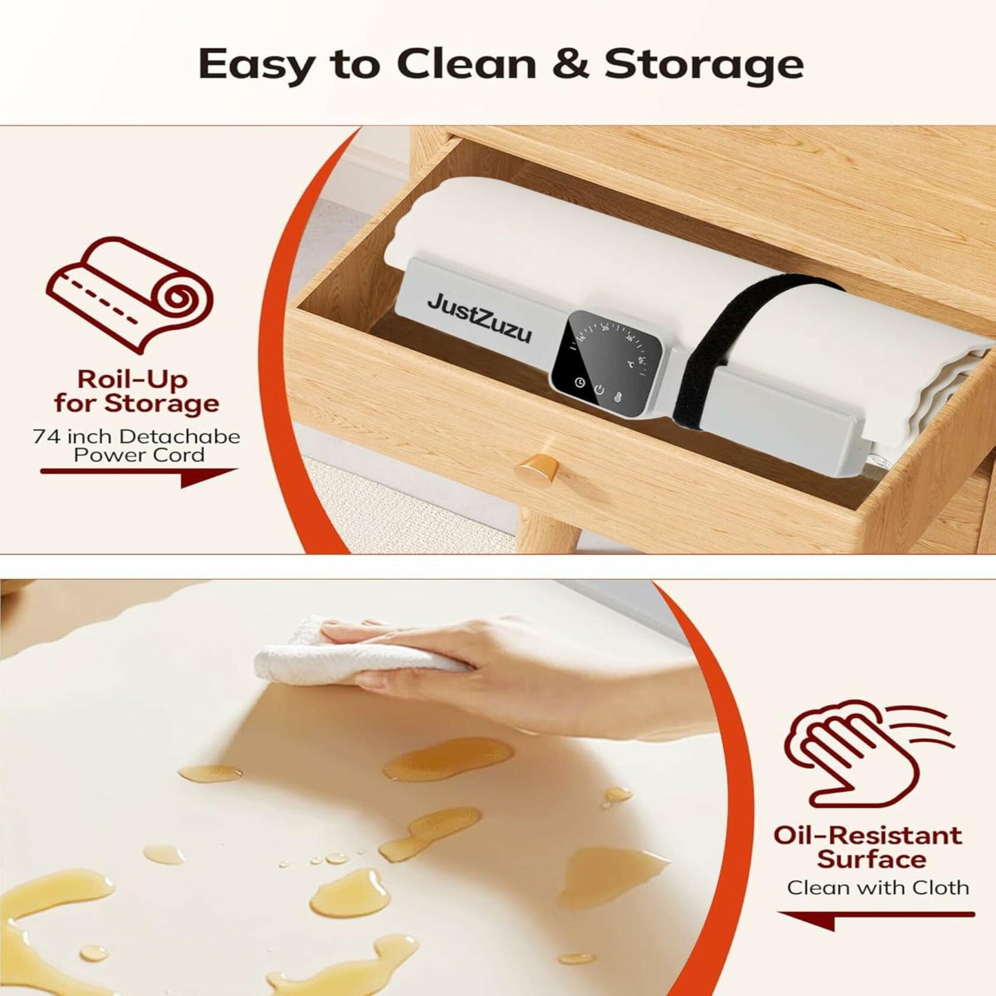 Electric Food Warming Mat Extra Large Portable Heating Tray Black 5 Temp
