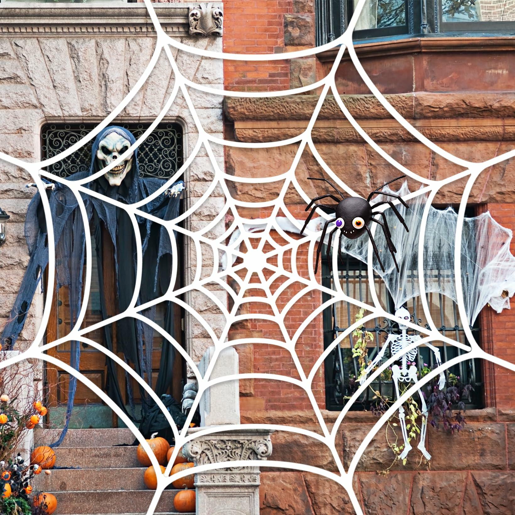 Goklmn Spider Webs Halloween Decorations Outdoor 10.5ft 7 Coils White
