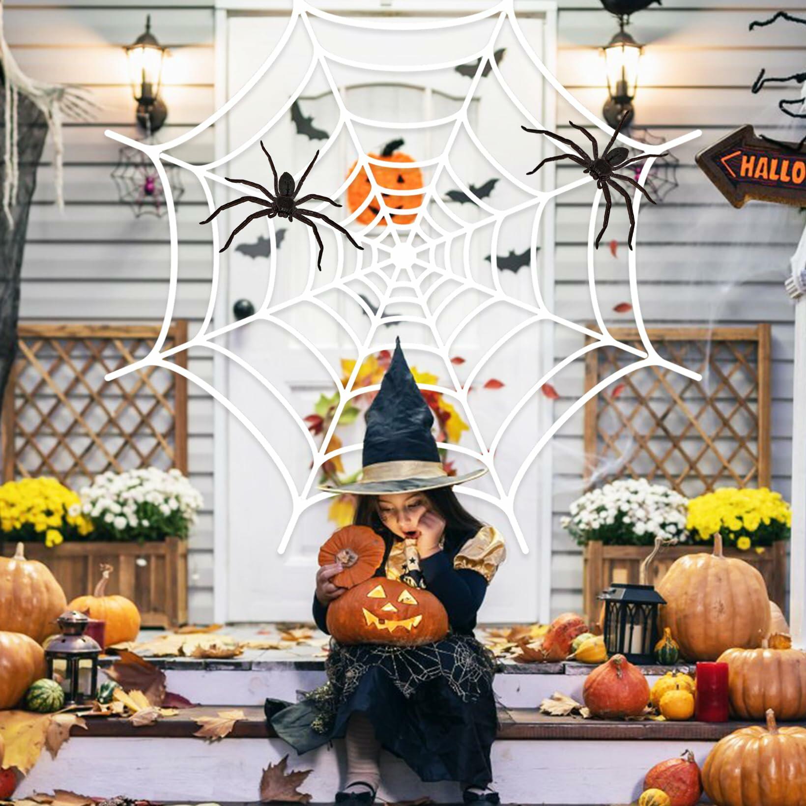 Goklmn Spider Webs Halloween Decorations Outdoor 10.5ft 7 Coils White