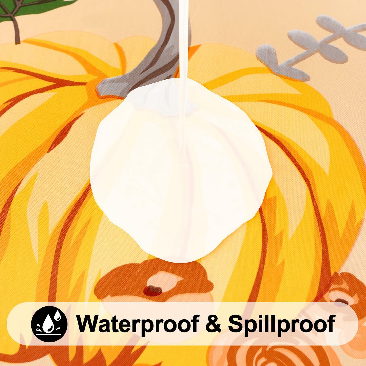 Smiry Waterproof Thanksgiving Tablecloth Fitted 45-56" Tables Orange