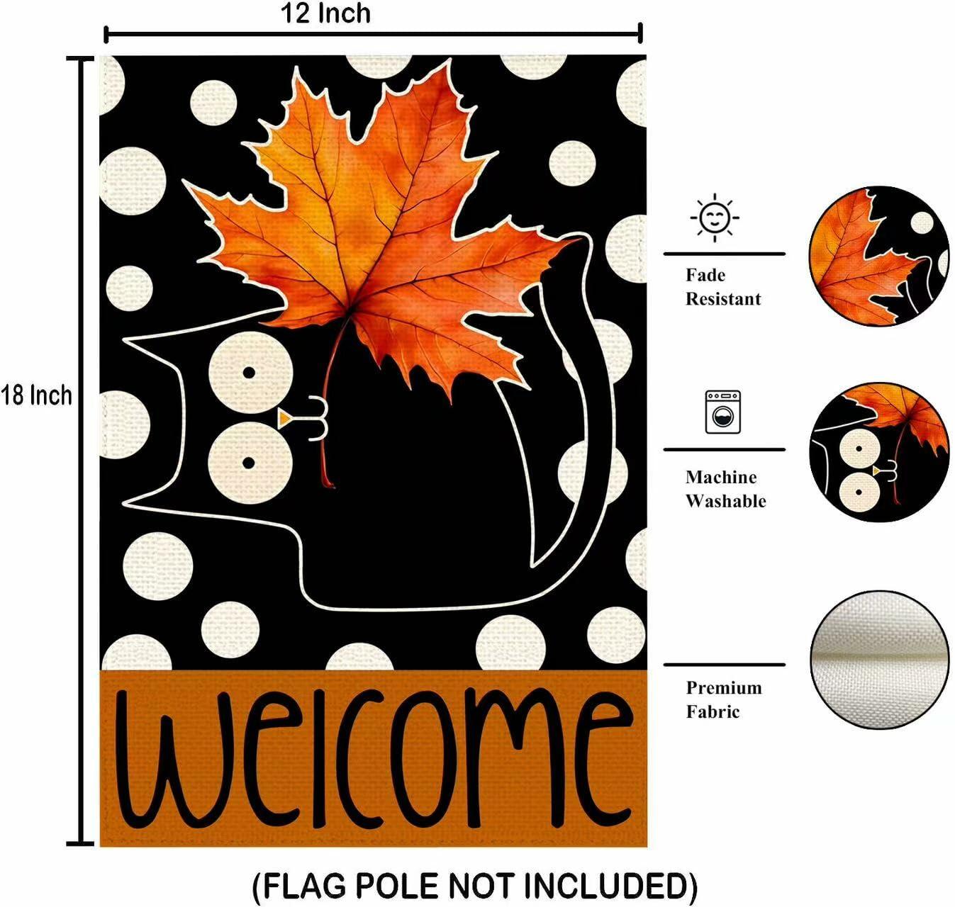 Halloween Garden Flag 12x18in Double Sided Black Cat Yard Outdoor Decor