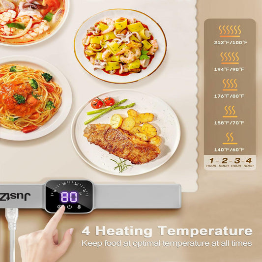 Electric Food Warming Mat Extra Large Portable Heating Tray Black 5 Temp