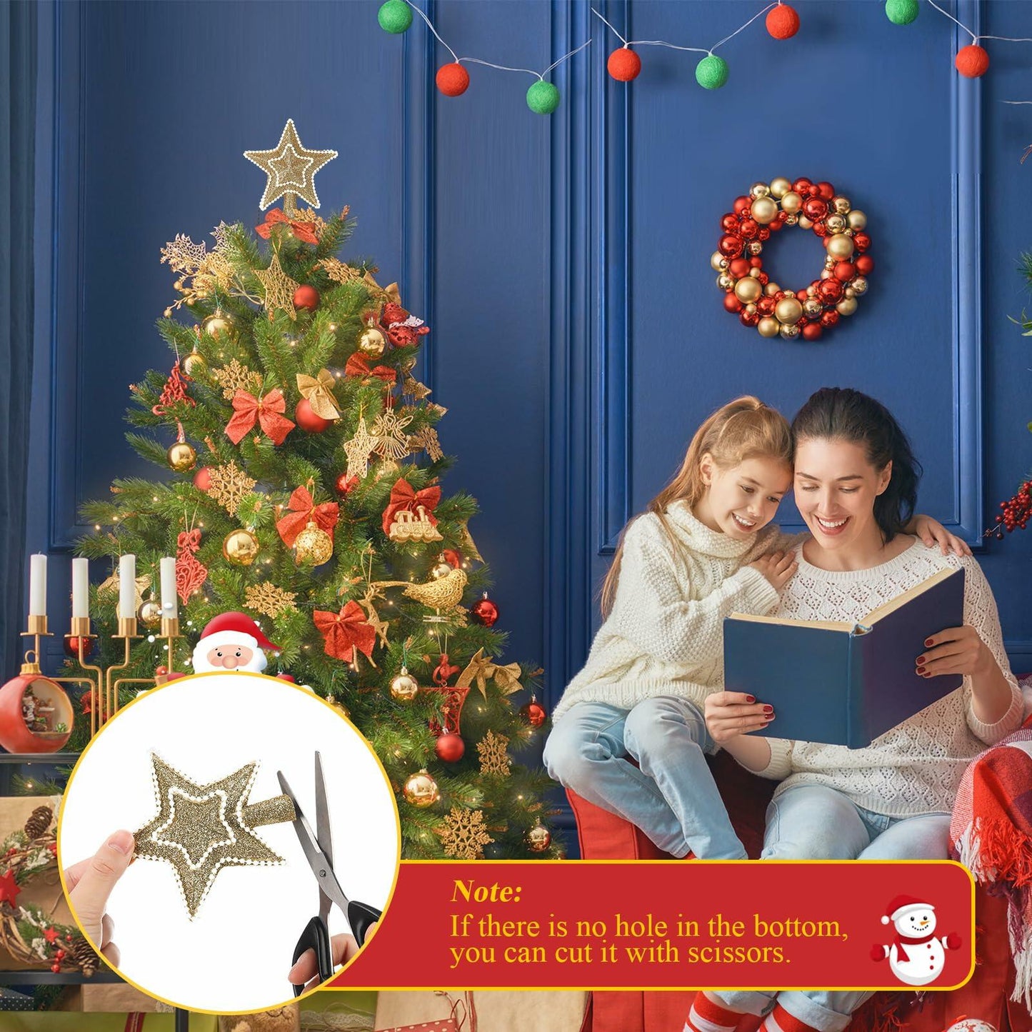 Hollowfly Mini Star Christmas Tree Topper Pearl Black 10 Inch