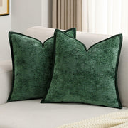 FUTEI Dark Green Chenille Throw Pillow Covers 26x26 Inch Set of 2