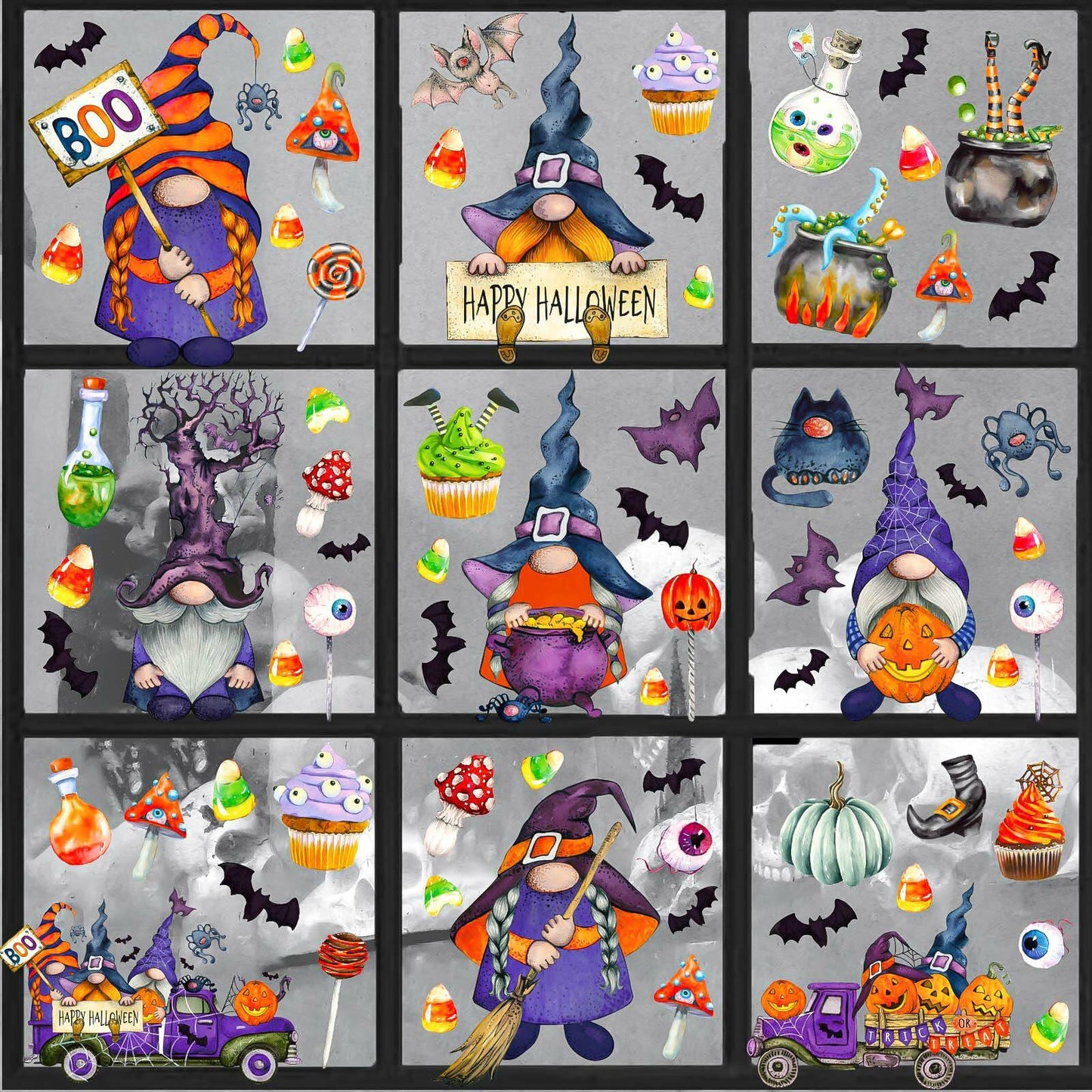 RUOKEXIN Halloween Window Stickers 101 Pcs Double-Sided Removable Decals
