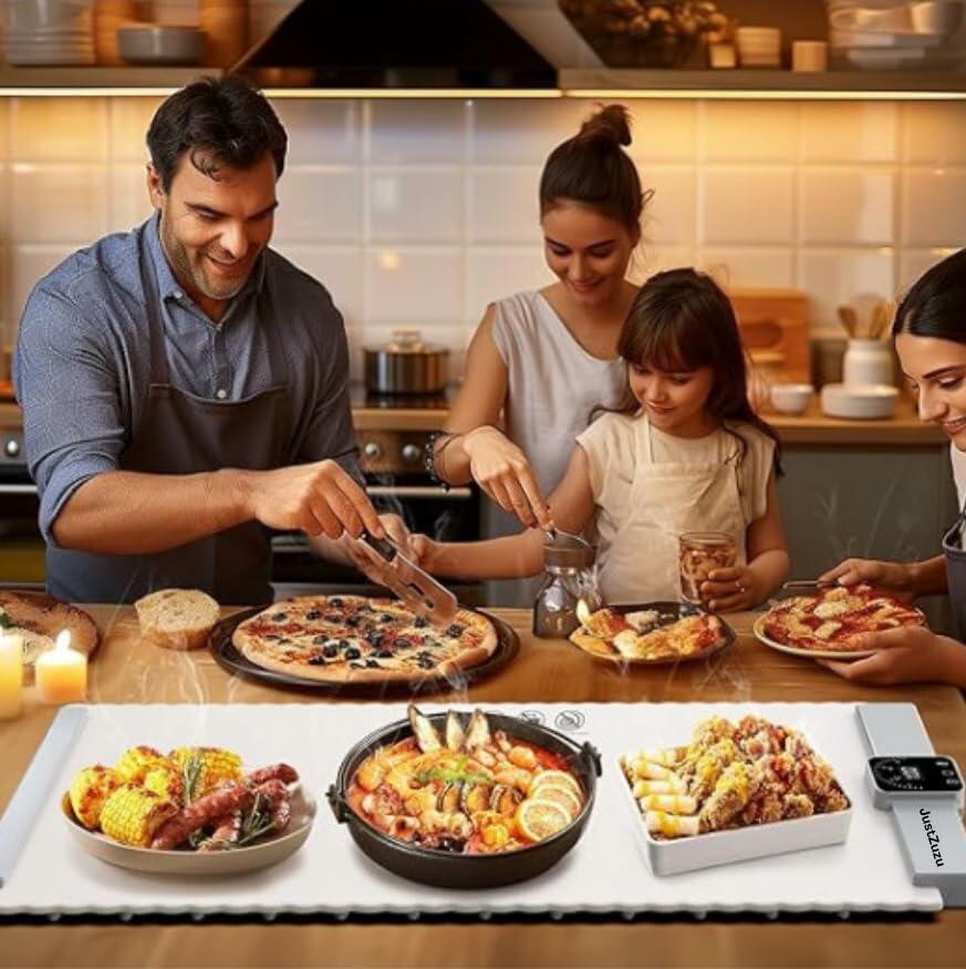 Electric Food Warming Mat Extra Large Portable Heating Tray Black 5 Temp