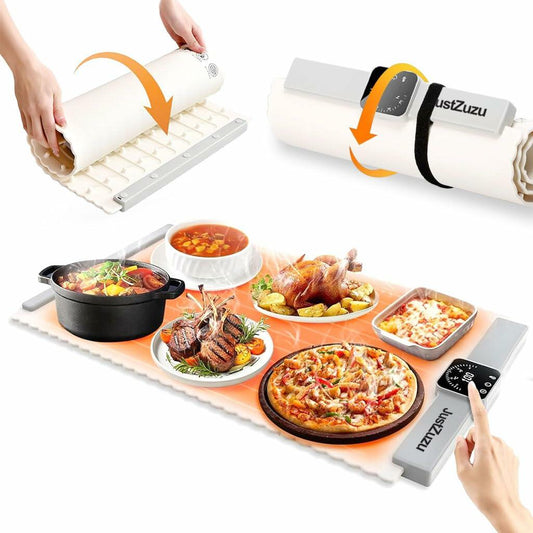Electric Food Warming Mat Extra Large Portable Heating Tray Black 5 Temp