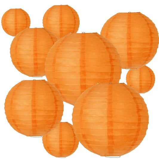 BEISHIDA Orange Round Paper Lanterns Hanging Decor 10 Pack Party Decoration