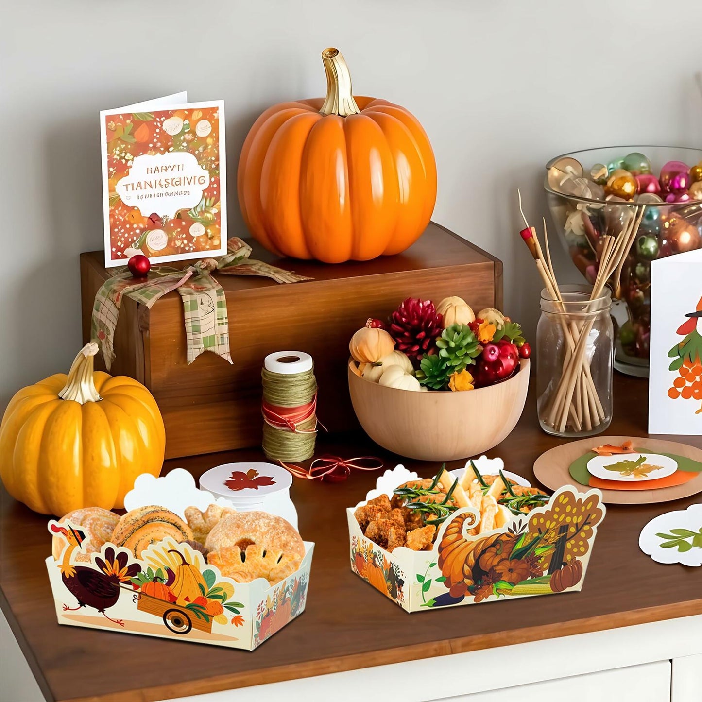 Thanksgiving Disposable Snack Bowls 24pcs Autumn Theme Party Supplies