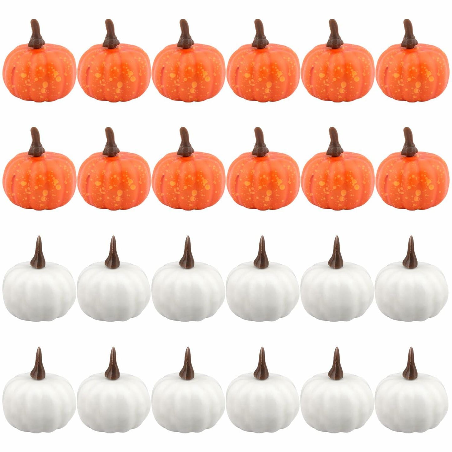 Reicyfang 24 Pcs Mini Artificial Pumpkin Decor Rustic Harvest Orange Set