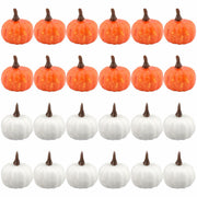 Reicyfang 24 Pcs Mini Artificial Pumpkin Decor Rustic Harvest Orange Set