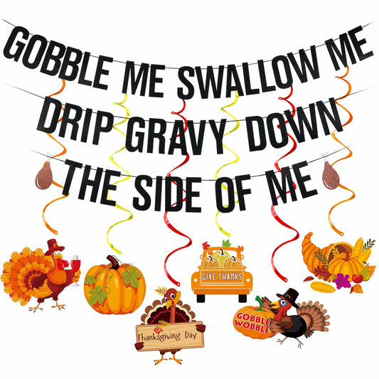 Funny Friendsgiving Banner Black Thanksgiving Decorations Party Decor