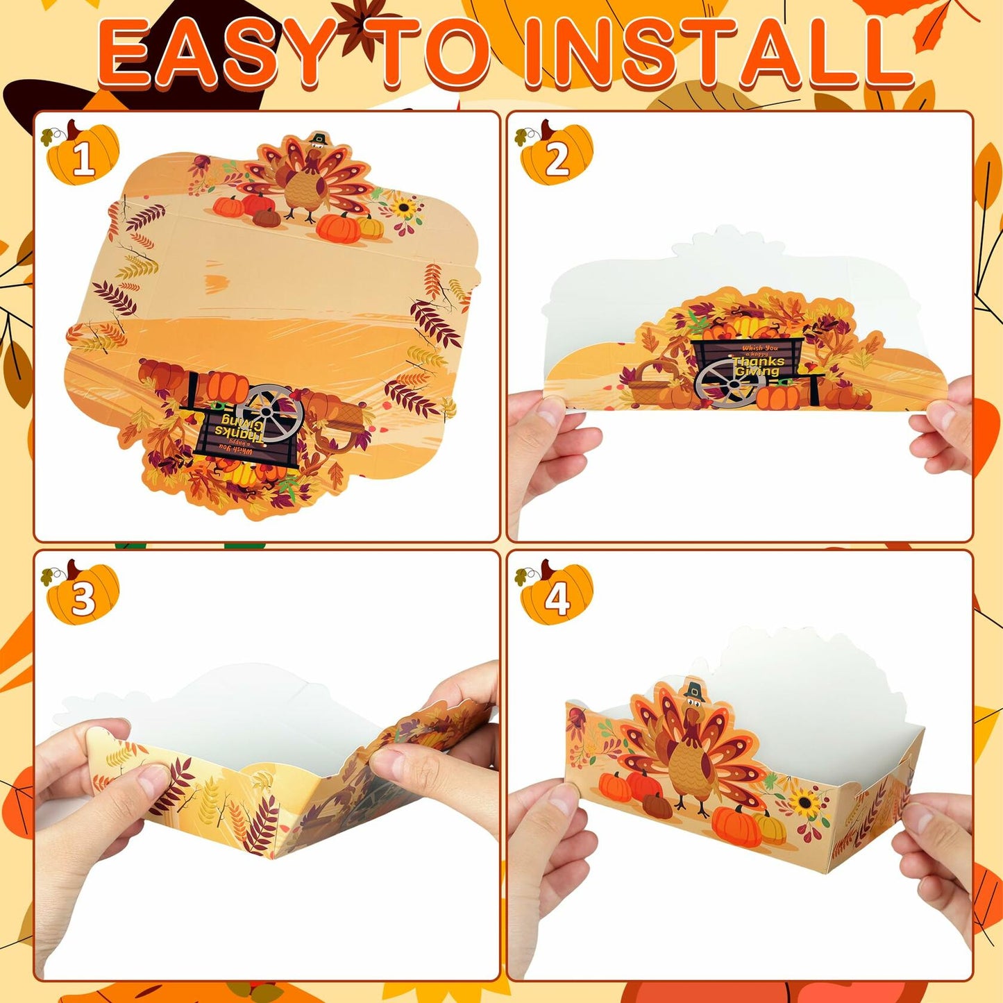 Thanksgiving Disposable Snack Bowls 24pcs Autumn Theme Party Supplies