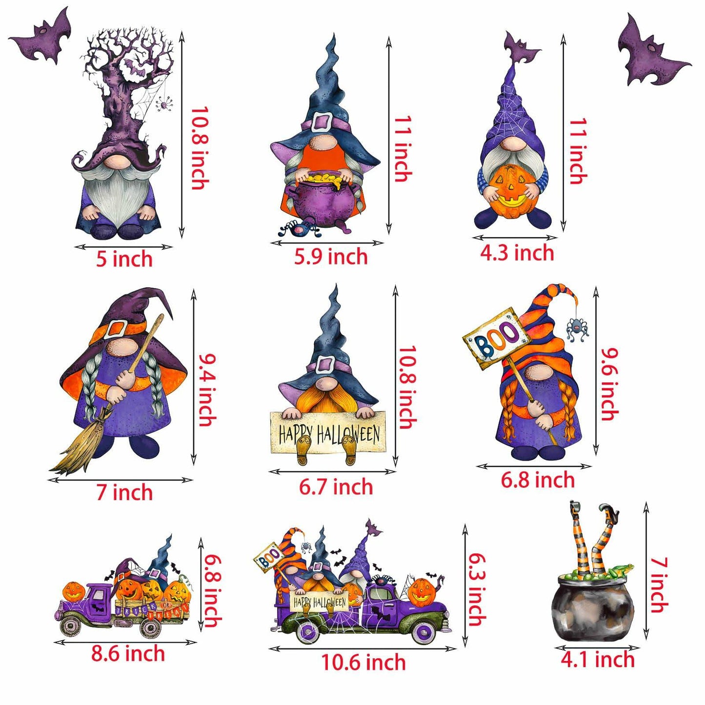 RUOKEXIN Halloween Window Stickers 101 Pcs Double-Sided Removable Decals