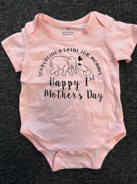 UNIFACO Baby Girl Bodysuit Romper I Love Mommy 0-3 Months - Pink