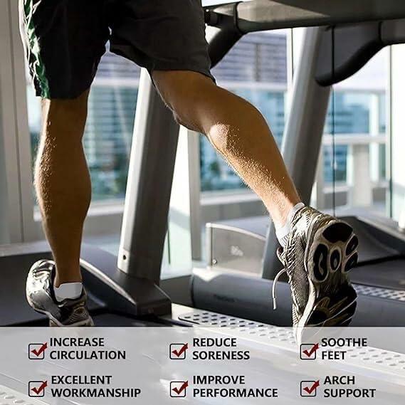 NTCARE Mens Athletic Ankle Socks Cushioned Arch Support Grey 6 Pairs - One Size