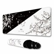 IF FEEL Cherry Blossom Yin Yang Mouse Pad XL Black White 31.5x11.8in