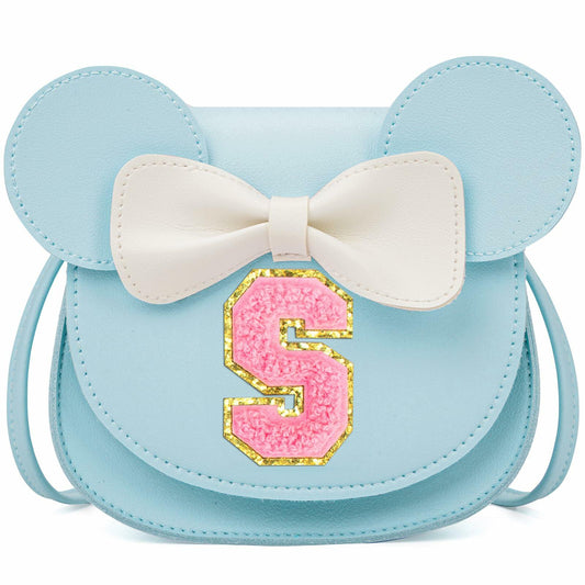 OYLOLA Toddler Girls Purse Initial Birthday Gift Blue X Ages 3-8