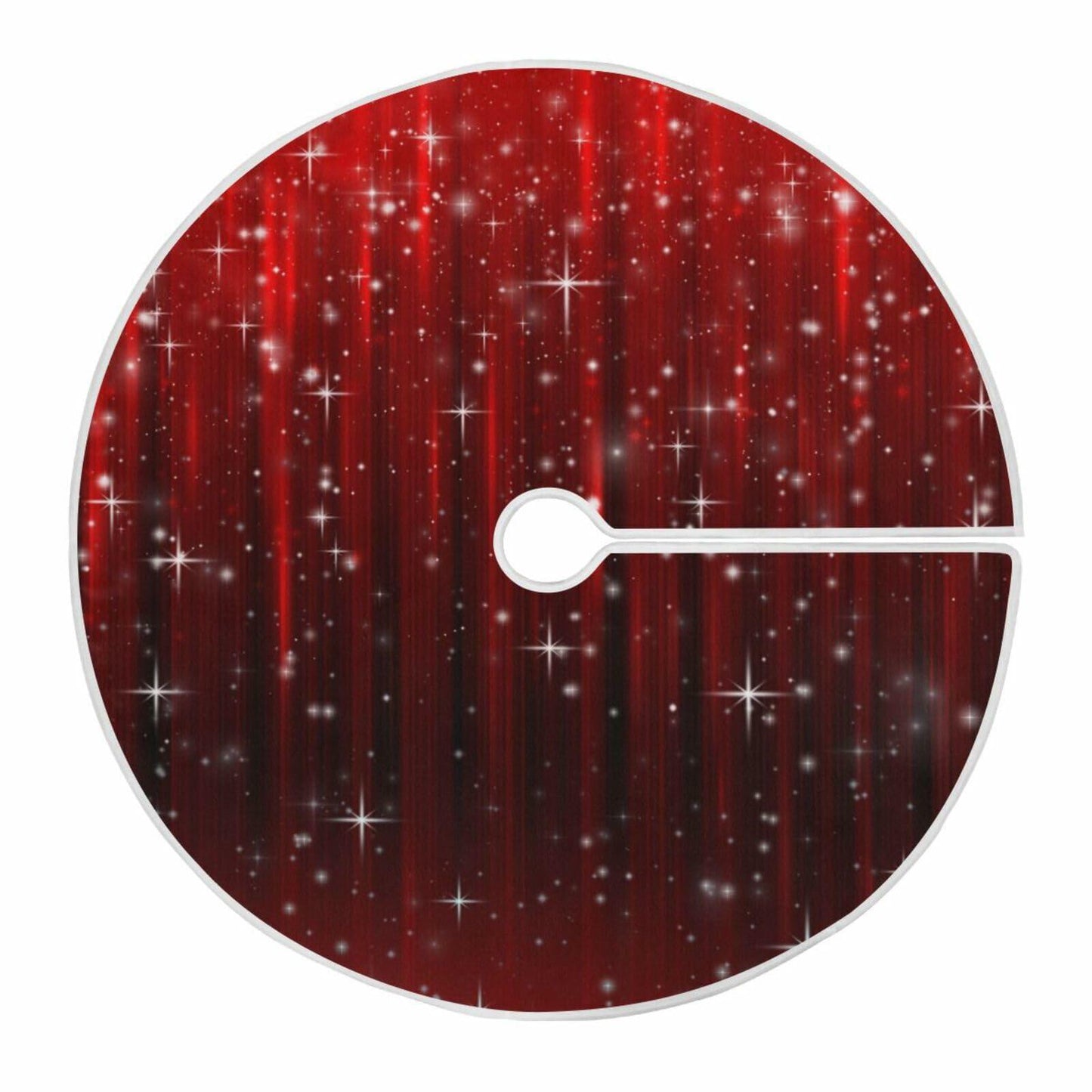 Christmas Tree Skirt 36" Red Snowflakes Burlap Xmas Holiday Indoor