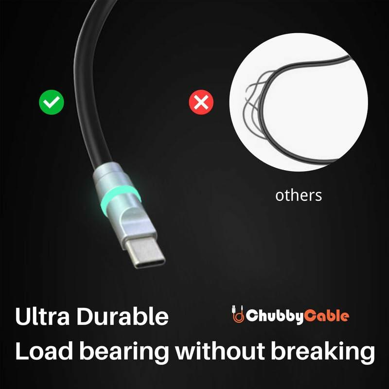 chubbycable Neon Chubby Fast Charge USB-A to Type-C Cable Purple 0.32FT