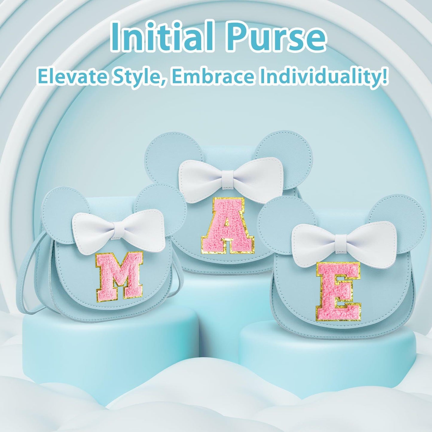 OYLOLA Toddler Girls Purse Initial Birthday Gift Blue X Ages 3-8