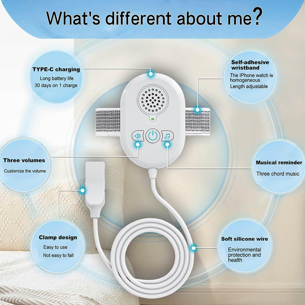 Bedwetting Alarm USB Rechargeable Loud Sound Strong Vibration for Kids Adults