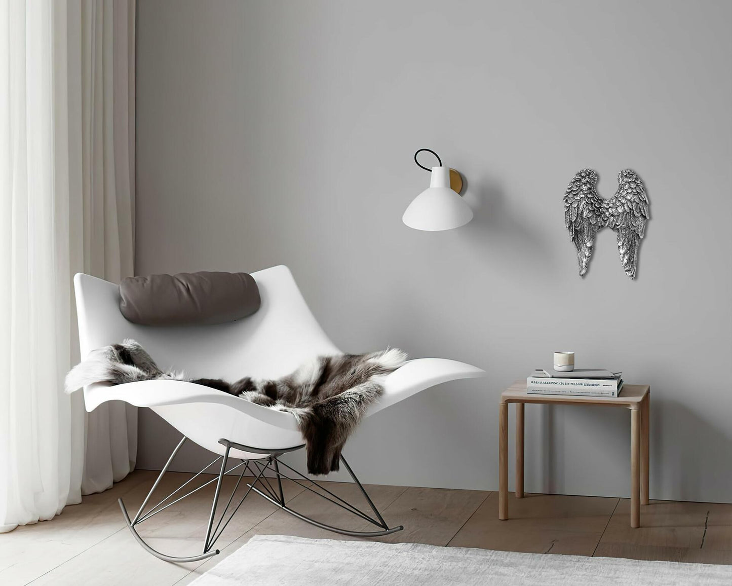 AMOIENSIS Angel Wings Wall Art Sculpture 6in Resin Antique Silver Decor