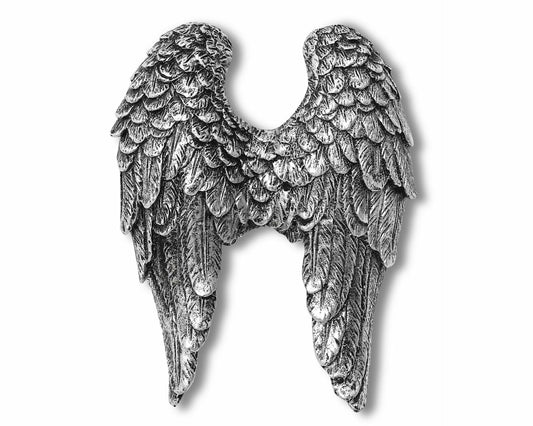 AMOIENSIS Angel Wings Wall Art Sculpture 6in Resin Antique Silver Decor